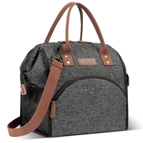Lunch Bag Insulated Lunch Box Wide-Open Lunch Tote Bag Large Drinks Holder Du...