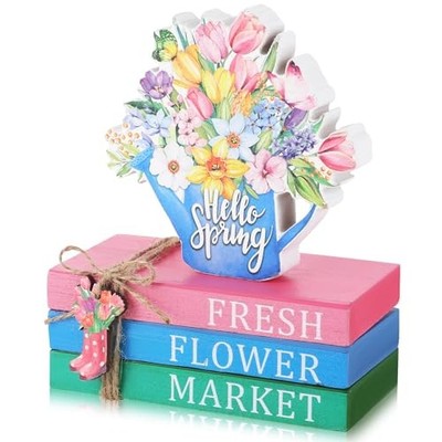 Spring Table Decorations Easter Tiered Tray Decor Hello Spring Wooden Signs