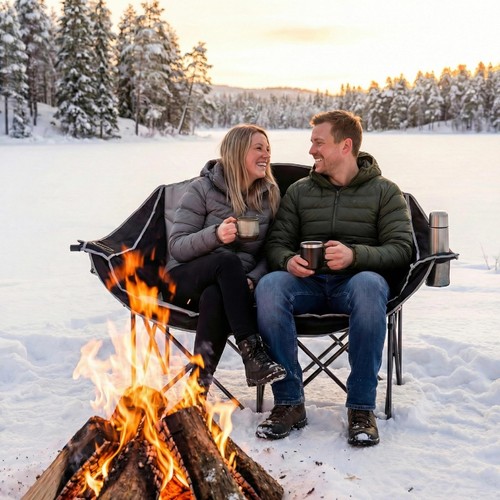 Double Camping Chairs, Oversized Folding Camping Loveseat, Double Camp Couch ... - Picture 8 of 9
