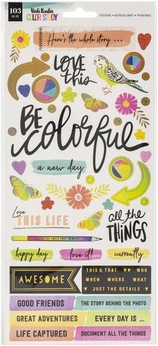 Vicki Boutin Color Study Cardstock Stickers 6"X12" 103/Pkg-Icon & Phrase W/Foil - 第 1/1 張圖片