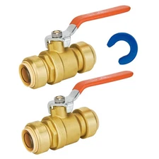 1 Inch Ball Valve, 1" Shut off Valve, No Lead Brass Push-to-Connect Plumbing ...