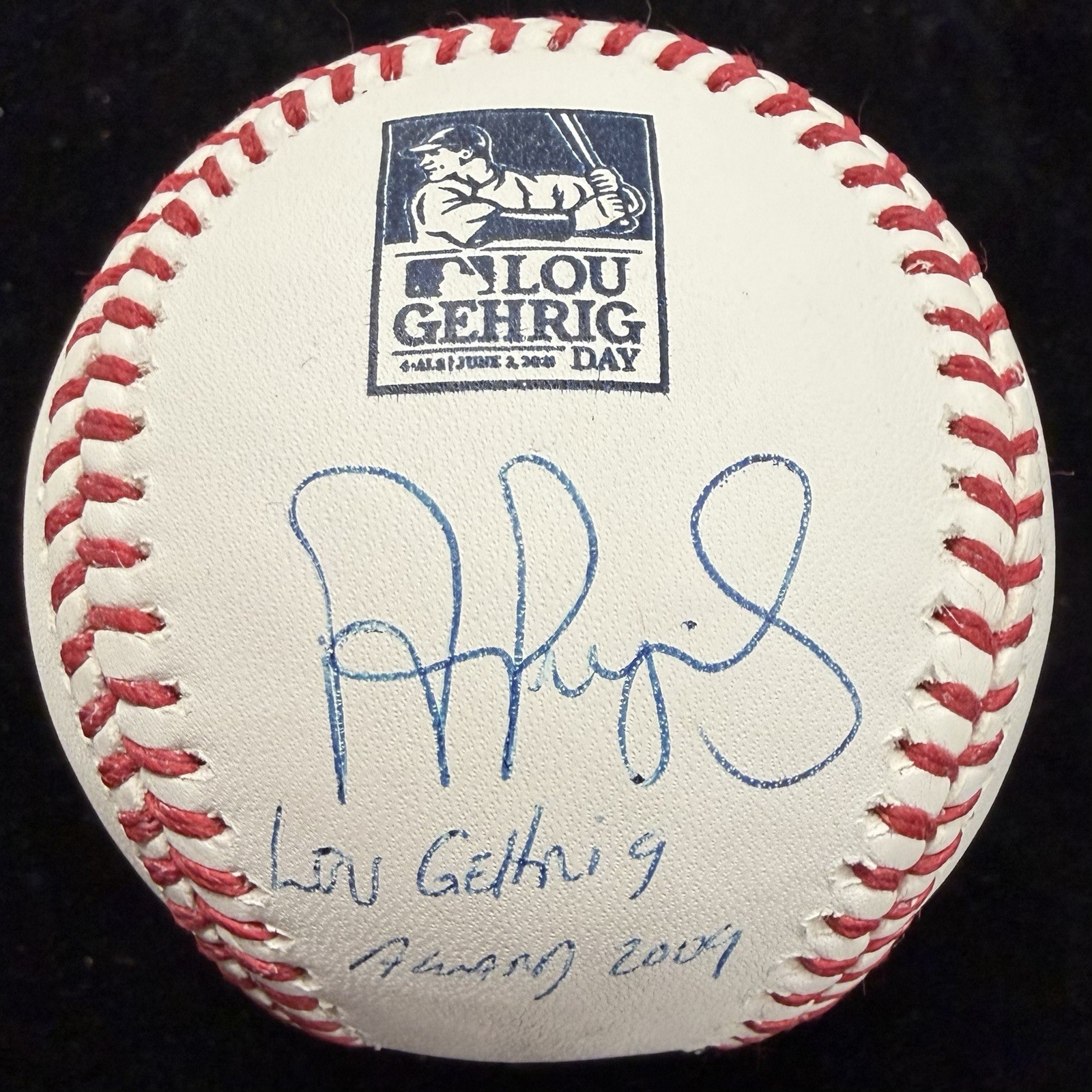 Albert Pujols Autographed Signed Lou Gehrig Award 2009 Gehrig Day Logo Baseball BAS Witness 