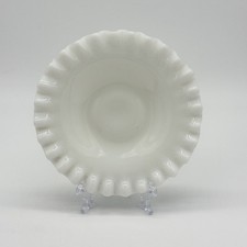 Fenton Art Glass 6" Ruffled Saucer  White Milk Glass Scalloped Edge