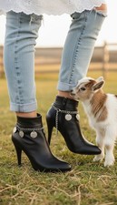 Women Boot Bracelet Silver Metal Chain Star Circle Anklet Shoe Charm Holiday SET