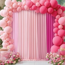 Pink Backdrop Curtain For Parties 10ft x 7ft Drapes Birthday Wedding 5 Panels