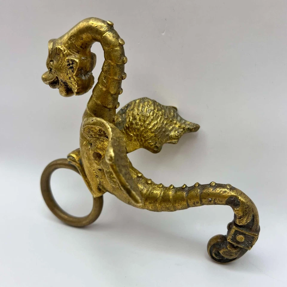 Antique Massive Bronze Furniture Element Wall Hanger Holder Gryphon Collectible - Image 3 of 4