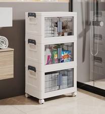 Stackable Storage Bins with Lids - Folding with Doors and Wheels. New In Box