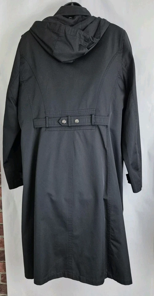 Abrigo chaqueta para mujer Kristen Blake negro con capucha cremallera completa forro a presión talla L Foto 4 de 4