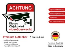 Aufkleber Achtung dieses Objekt wird Video&uuml;berwacht Wetterfest UV-Best&auml;ndig