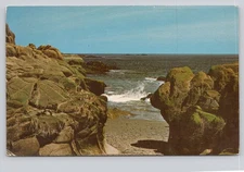 Biddeford Pool Maine Rocky Coastline Vintage Photochrome Postcard