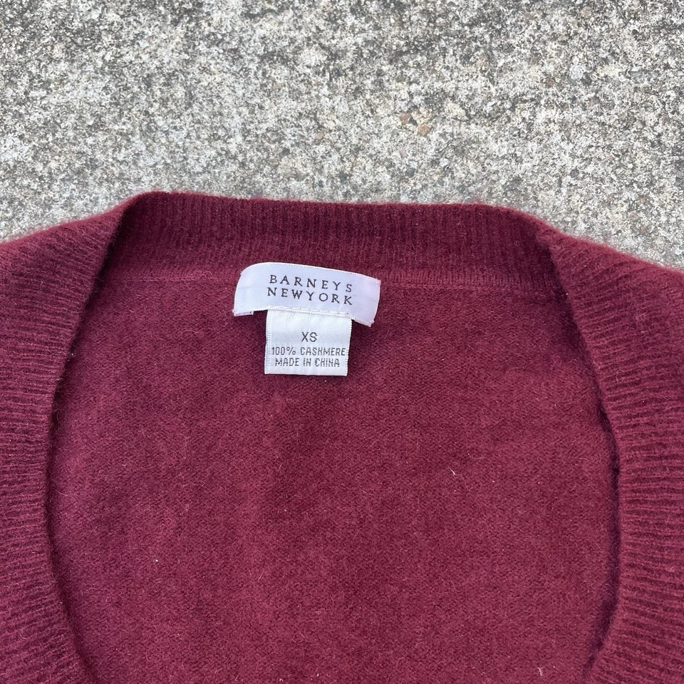 Barney's Нью-Йорк редкая 100% кашемир женщин свитер джемпер (размер XS) темно-бордовый - Изображение 3 из 3