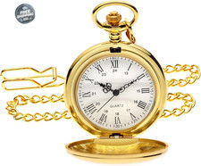 Smooth Vintage Pocket Watch with Chain, Classic Alloy Pocket Watches for Men Wom