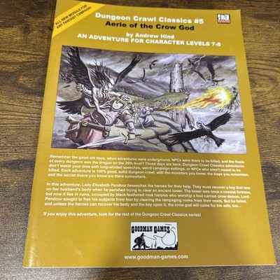 D&D DCC 5 AERIE OF THE  CROW GOD  CRAWL CLASSSIC DUNGEON DRAGON D&D D20 3E SB