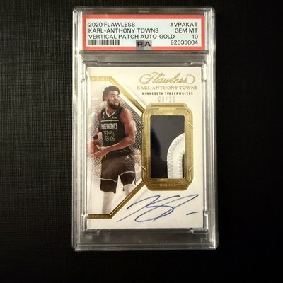 2020-21 Panini Flawless KARL-ANTHONY TOWNS Game-Worn Relic Auto Gold /10 VPA-KAT