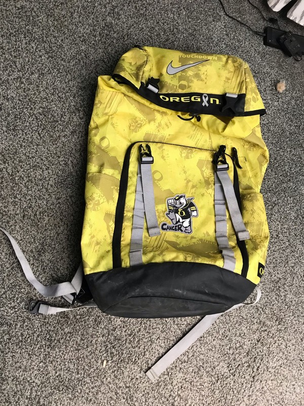 Nike Oregon Ducks Player Issued Doernbecher Stomp Out Cancer Yellow Backpack
