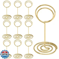 Seimneire 10 Pcs 3.35 Inch Gold Table Number Holders, Metal Sign Holder Wire 