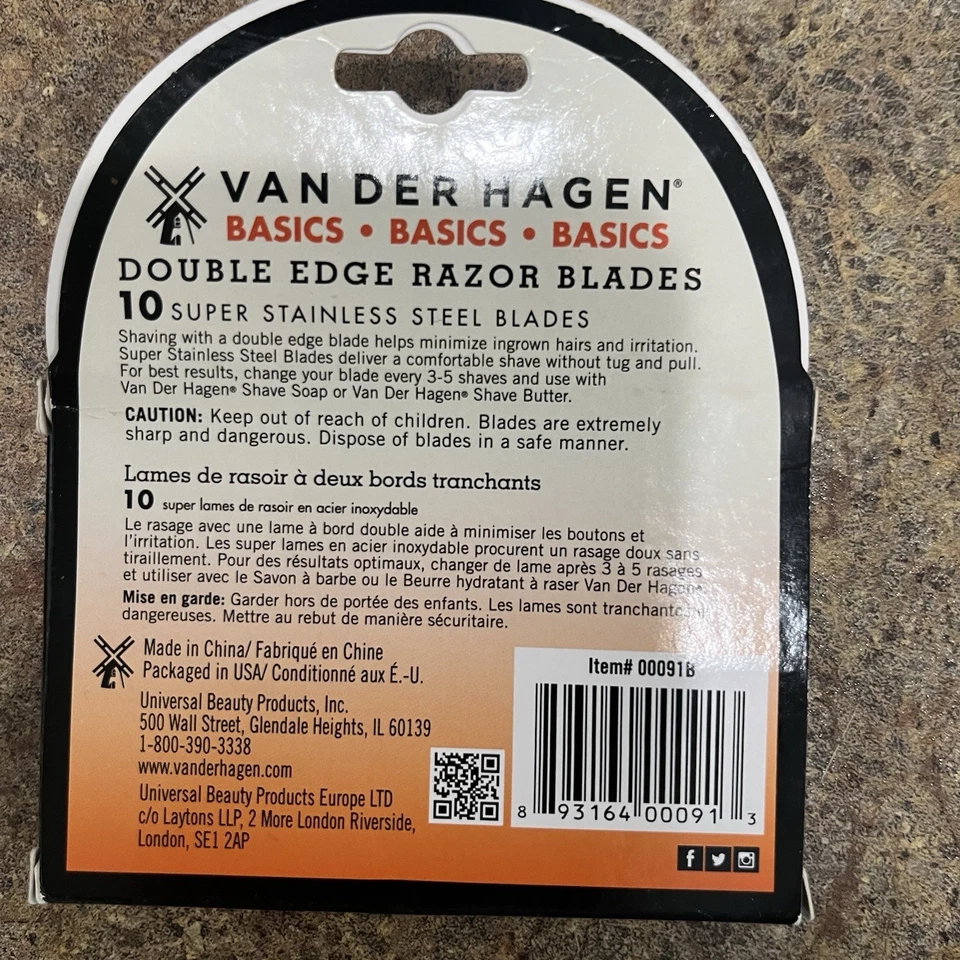Hojas de afeitar Van Der Hagen de doble filo de acero inoxidable, 3 paquetes de 10 Foto 3 de 4