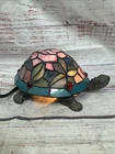 Vintage Quoizel Stained Glass Turtle Accent Lamp Night Light Tiffany Style