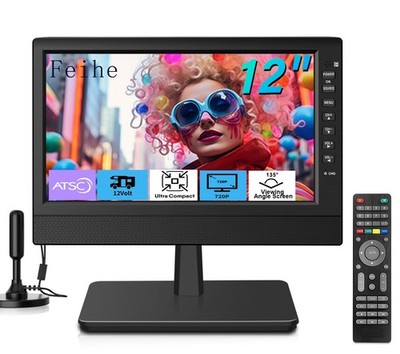 12 Inch Small TV, Portable TV with HD Display, Antenna,HDMI,AV,USB Ports, Bui...