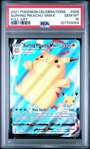 Surfing Pikachu VMAX PSA 10 English Pokemon Card 009 Classic Collection 2021