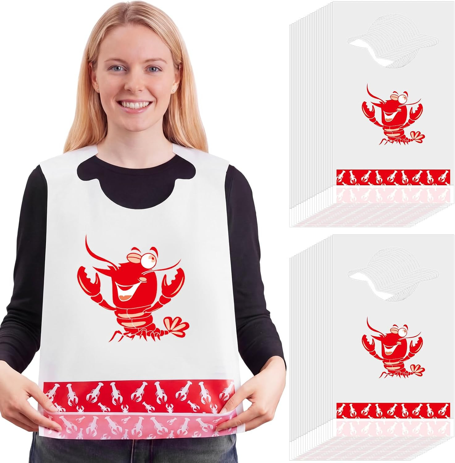 Plastic Crawfish Lobster Bibs for Adult Disposable Seafood Shrimp Boil