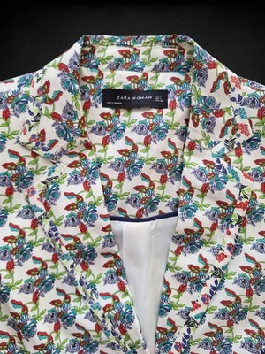 Zara Floral 100% Silk Blazer UK L - Image 1 of 4