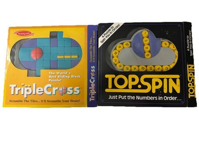 Binary Arts Triple Cross & Top Spin Puzzle Sliding Tile Game Vtg Lot Of 2 In Box