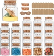 24 Pack 1.7 Oz Glass Bottles with Cork Stoppers - Mini Jars with Cork Lids,