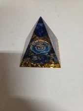 Chakra Healing Pyramid Blue Stone, Copper And Gold Flake