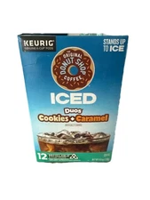 Original Donut Shop Coffee Iced Duos Cookies & Caramel 12 KCups Keurig Exp 10/25