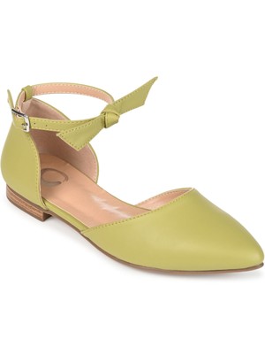 JOURNEE COLLECTION Womens Green D'orsay Vielo Almond Toe Buckle Flats Shoes 9