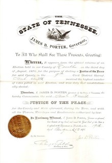 James D. Porter TN Governor 1875 79 Civil War CSA Lt. Col. 1876 DS
