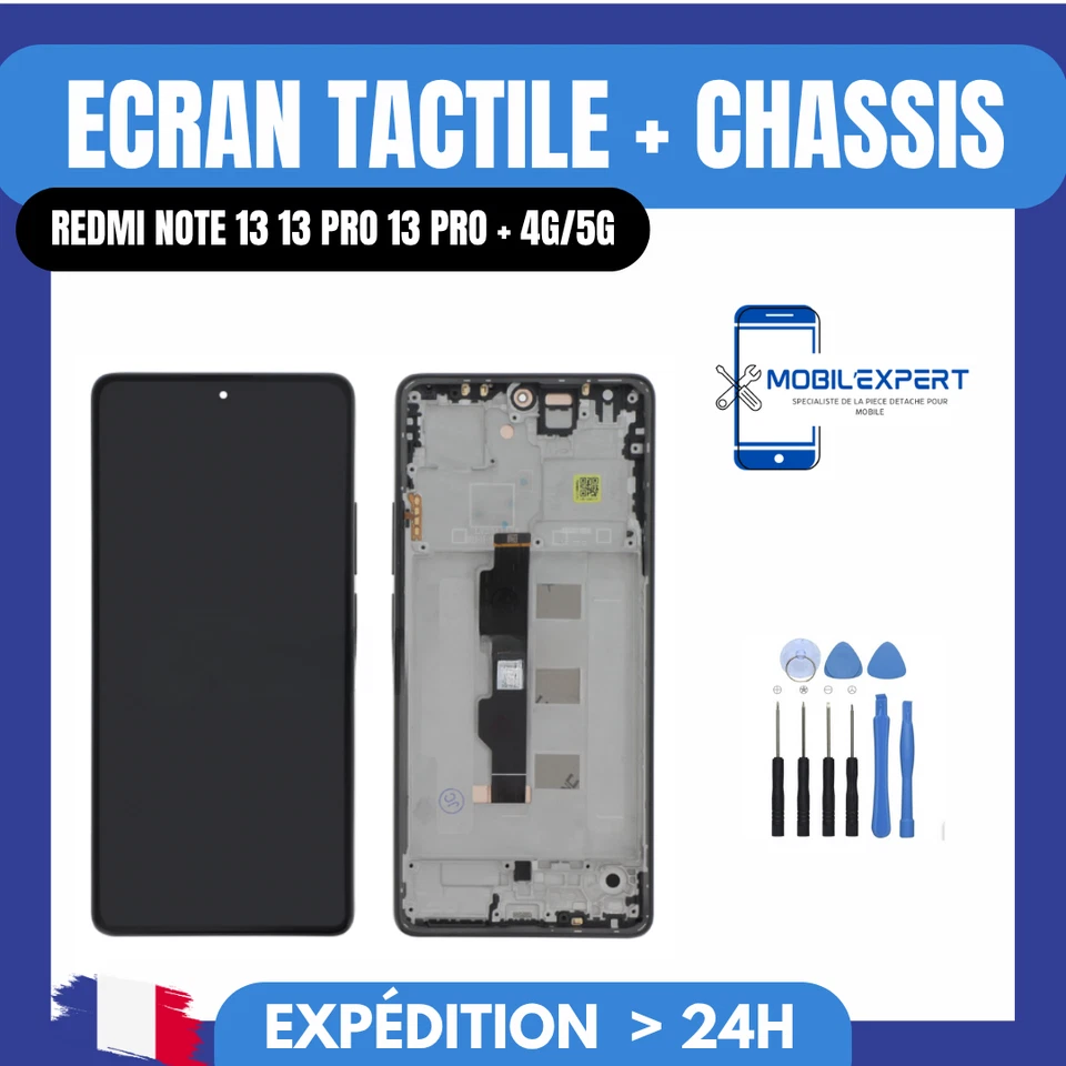 ECRAN + VITRE TACTILE SUR CHASSIS XIAOMI REDMI NOTE 13 13 PRO 13 PRO + 4G/5G
