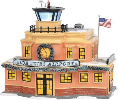 Department 56 Snow Village Blue Skies Airport Lit Building 6003139 New Rare G