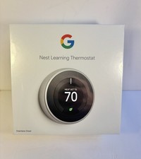 Google Nest 3rd Gen Learning Thermostat T3007ES - Stainless Steel Sealed