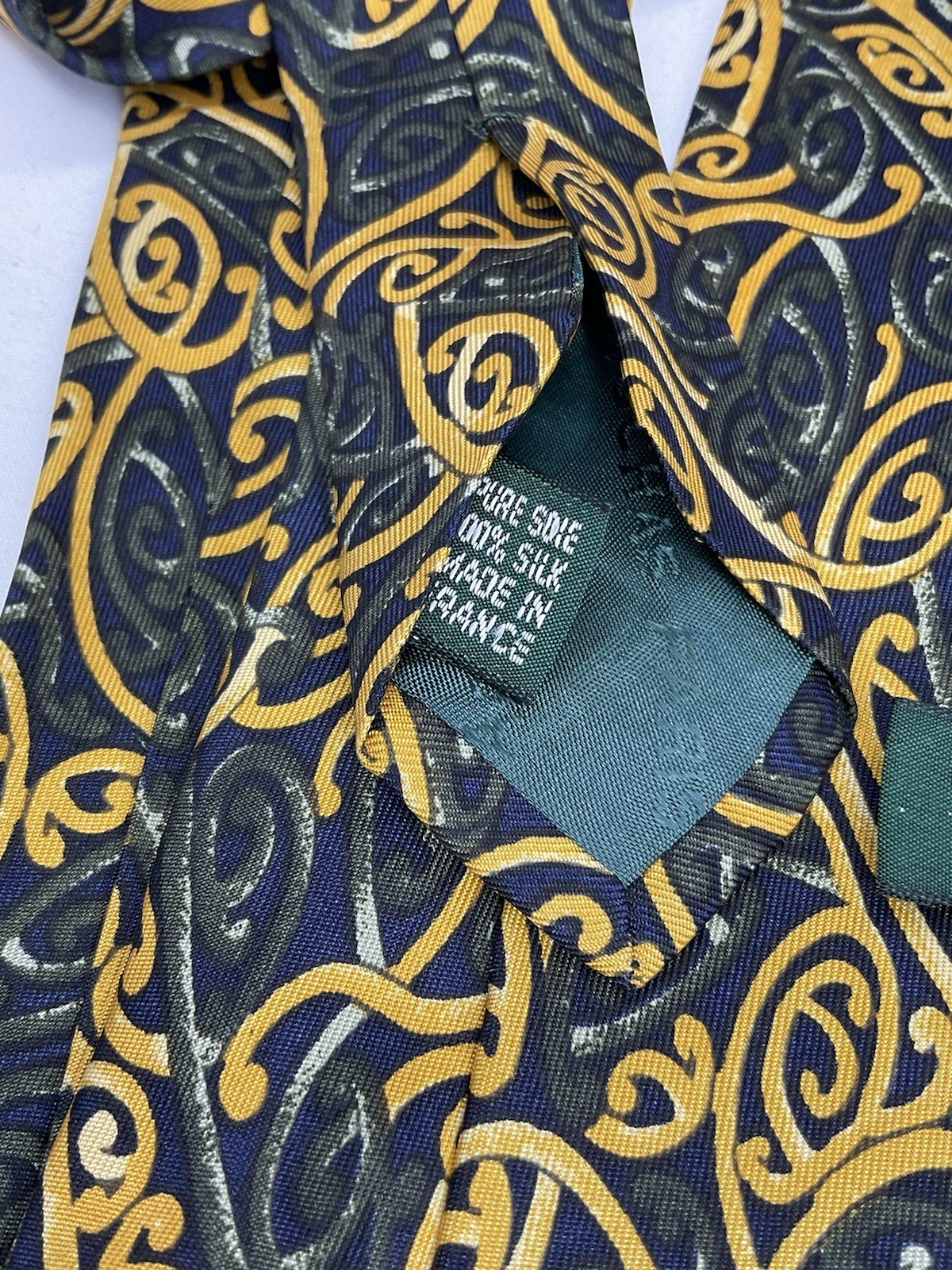 ROCHAS PARIS men’s Silk Vintage Tie  W A Geometric Baroque Print M.i.france GC image 3