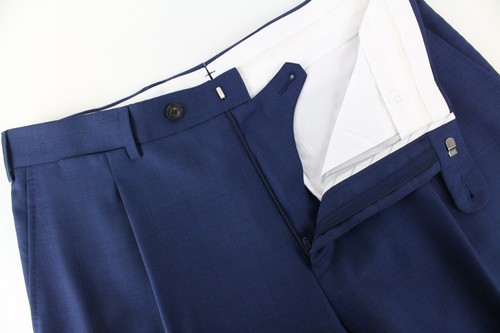 SUITSUPPLY Brescia Men'S Blue Trousers UK36 Wool Pleated Lined Formal Fit - Picture 3 of 7