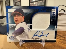 GREG MADDUX 2025 LEAF TRINITY Go Big Or Go Home Game Worn Patch Auto #/15