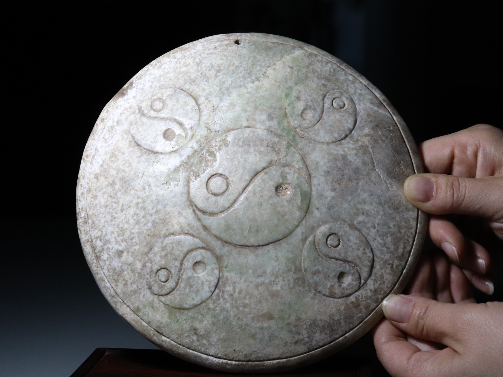China Colección Popular Dinastía Antigua Piedra de Jade Tai Chi Yin Yang Ocho Diagramas Pai