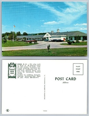 Winding Brook Lodge Keene NH Postcard Vintage 1960s Mt. Monadnock View