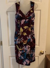 Women’s Adrianna Papell Ruched Cocktail Party Dress, Size 6, Plum Purple