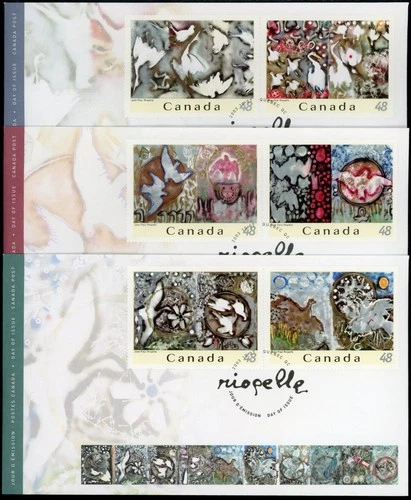 CANADA 2003 JEAN PAUL RIOPELLE #2002 FIRST DAY COVERS SET OF 3 !! L177