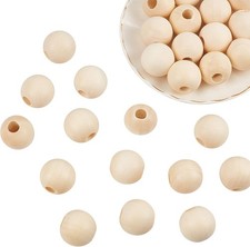 PandaHall 30 Pcs 30mm Holzperlen f&uuml;r Makramee Nat&uuml;rliche Unvollendete
