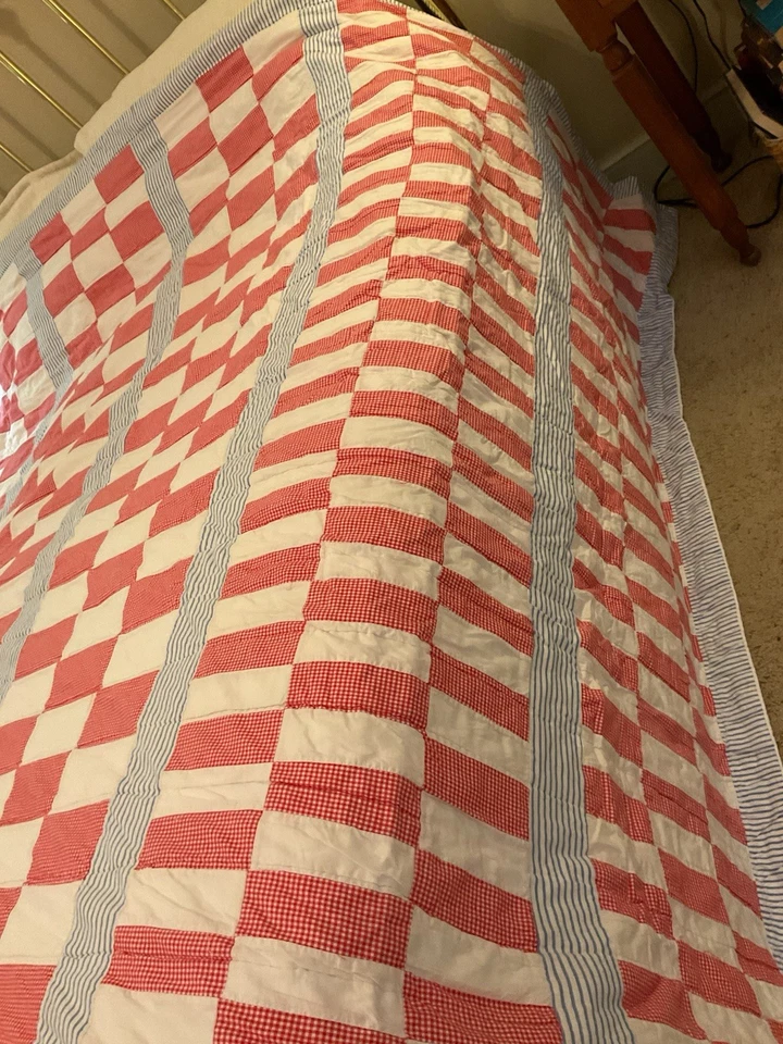 Colcha de retalhos vintage Ralph Lauren patriótica cama king rara EUA leitura 102x108 - Imagem 3 de 4