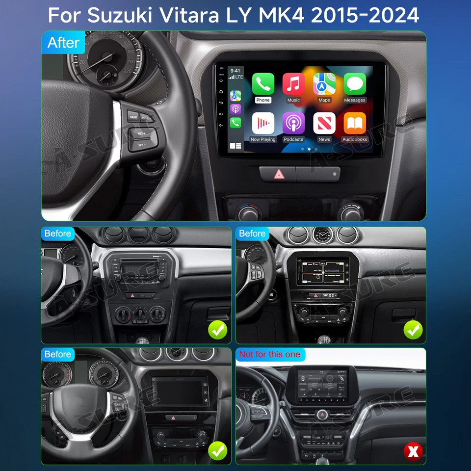 4+64GB Android 15 for Suzuki Grand Vitara 2014-2024 Apple CarPlay Radio GPS Navi - Image 4 of 4