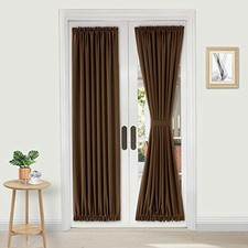French Door Curtains   Rod Pocket Thermal 25"W x 72"L Pack of 1 Brown
