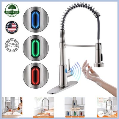 Lead Free Kitchen Faucet with Hands-Free Operation and Brushed Stainless Steel