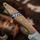 8.7" inch Damascus Steel Hunting Knife Full Tang Wood Handle Leather Sheath — photo 10
