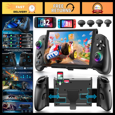 Ergonomic Switch Controller with RGB Lighting, Turbo, 4 Macro, Stretchable Grip