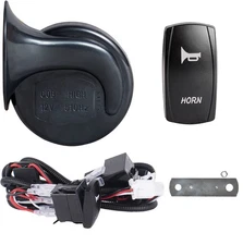 12V Universal UTV Horn Kit with Blue Rocker Switch Compatible with Polaris Ra...